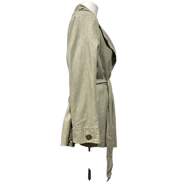 Maralyce Ferree Jacket Shacket Linen Cotton Beige Trench Belted Lagenlook XL - Picture 8 of 10